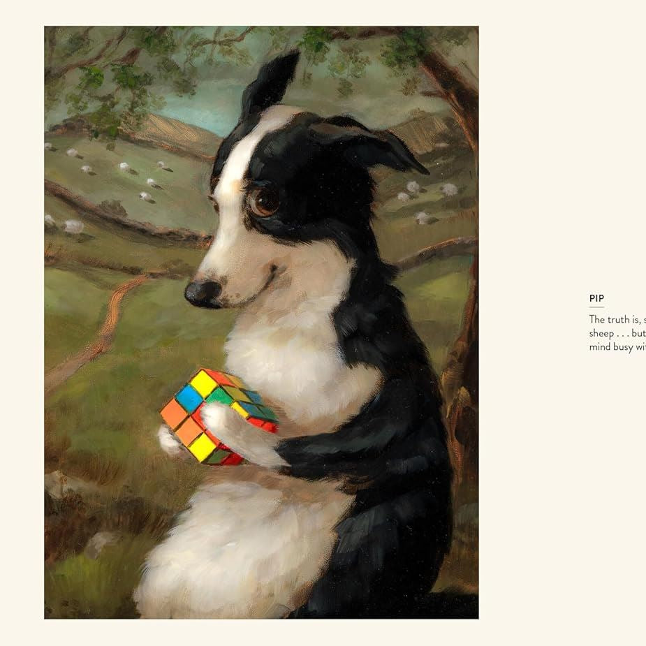 Collection of whimsical dog portraits created by British artist Alison Friend.