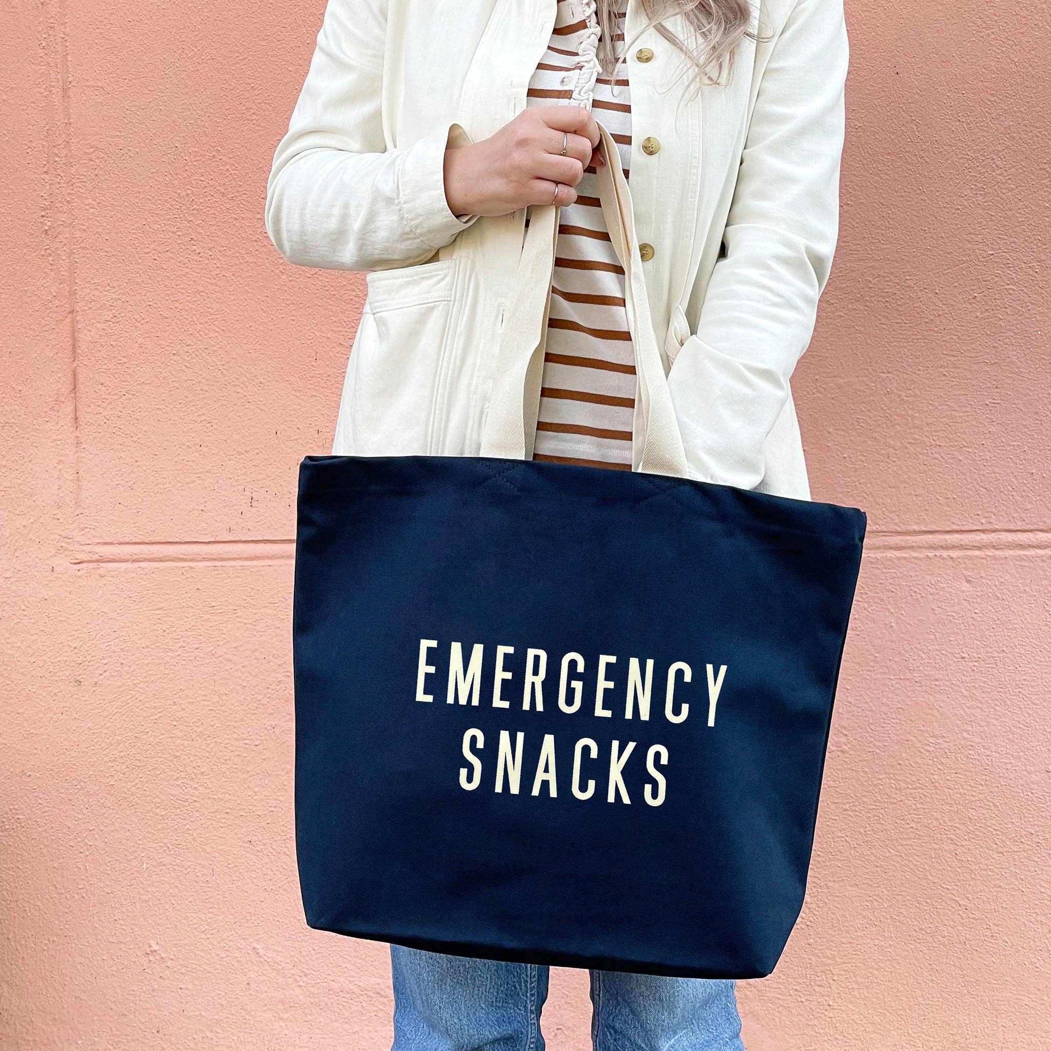 Large Alphabet Bags canvas tote with deep flat base and mid-length handles.