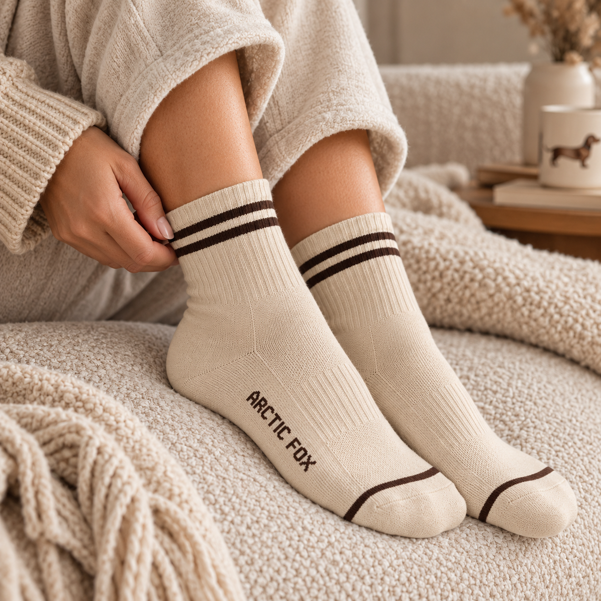 Arctic Fox & Co. twin stripe socks in Chalk