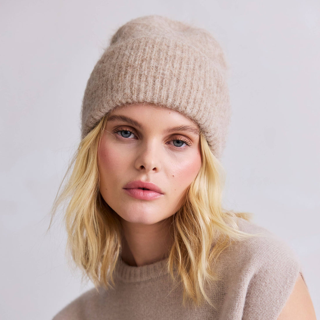 Arctic Fox & Co. luxury alpaca wool beanie in Iced Taupe.