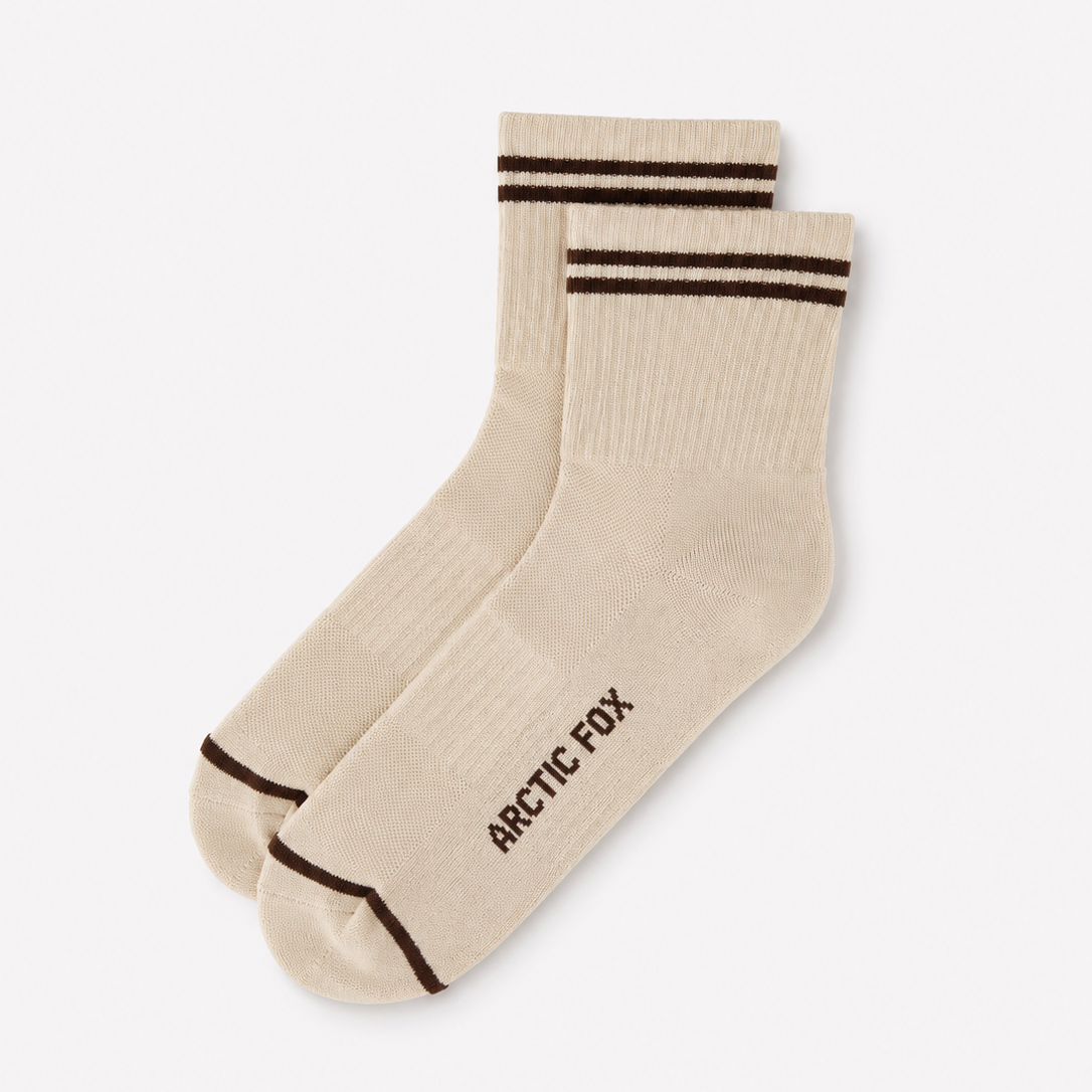 Arctic Fox & Co. striped bamboo ankle socks in Chalk
