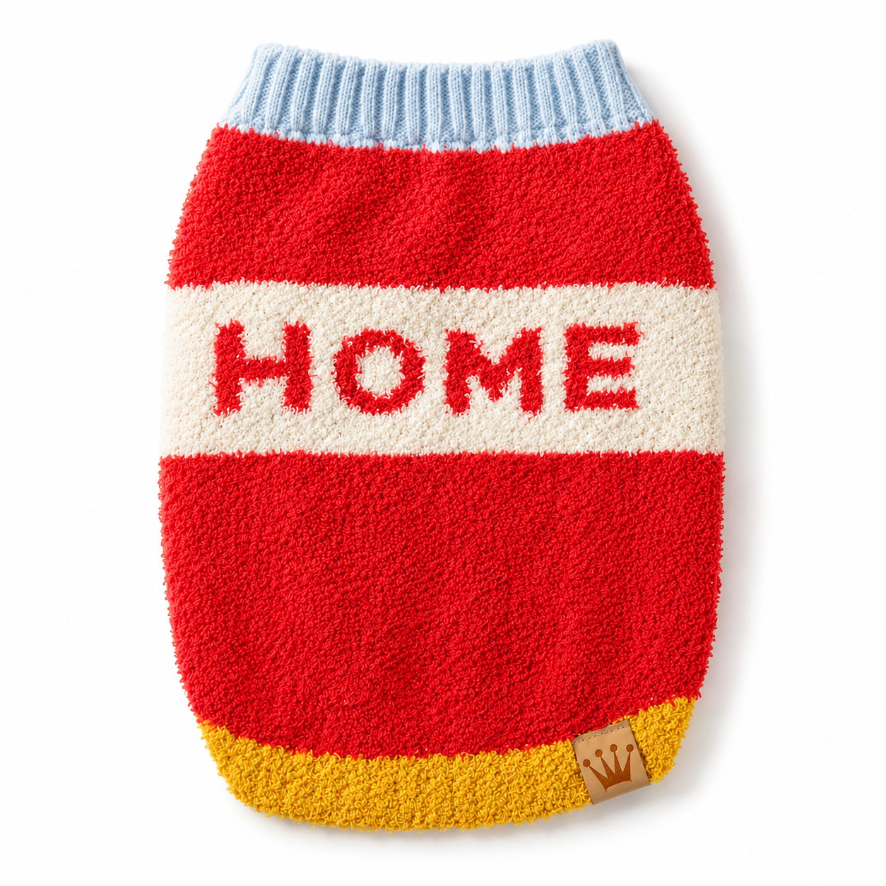 Aristopet Home knitted dog jumper in red and blue.