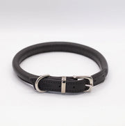 Rolled Soft Leather Dog Collar - Black