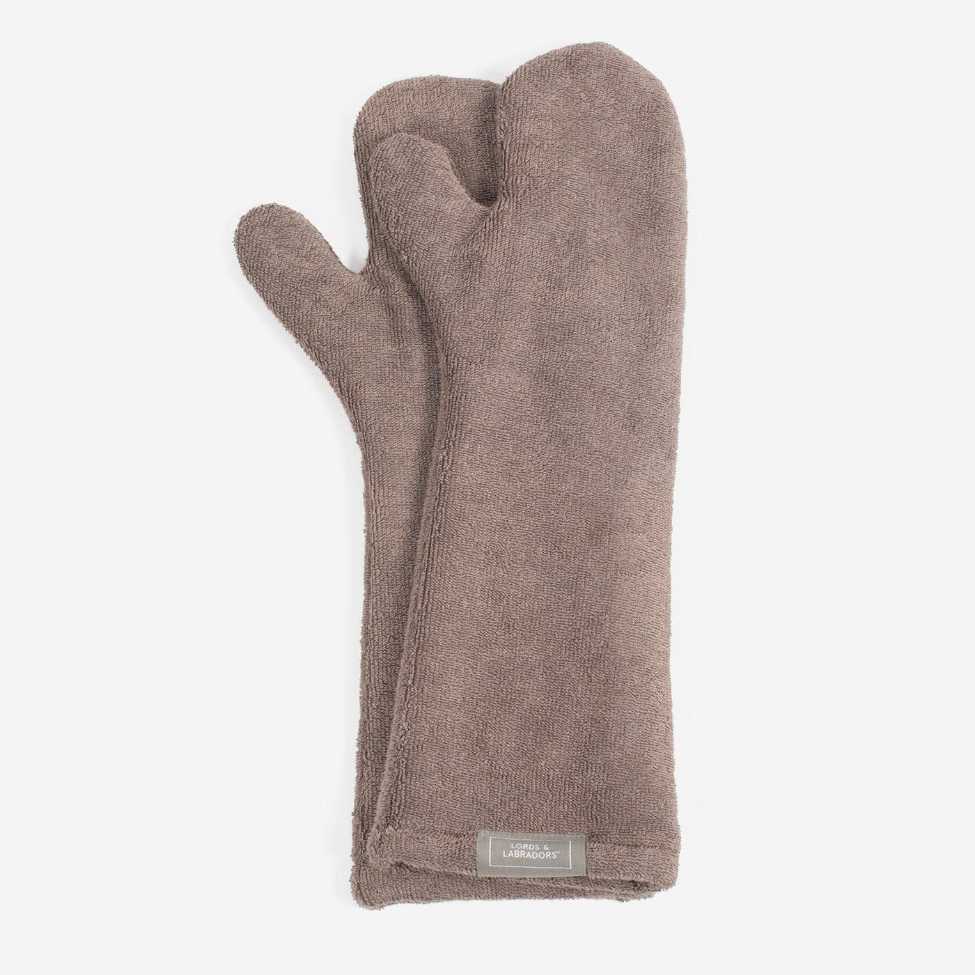 Brown oven mitt on a white background