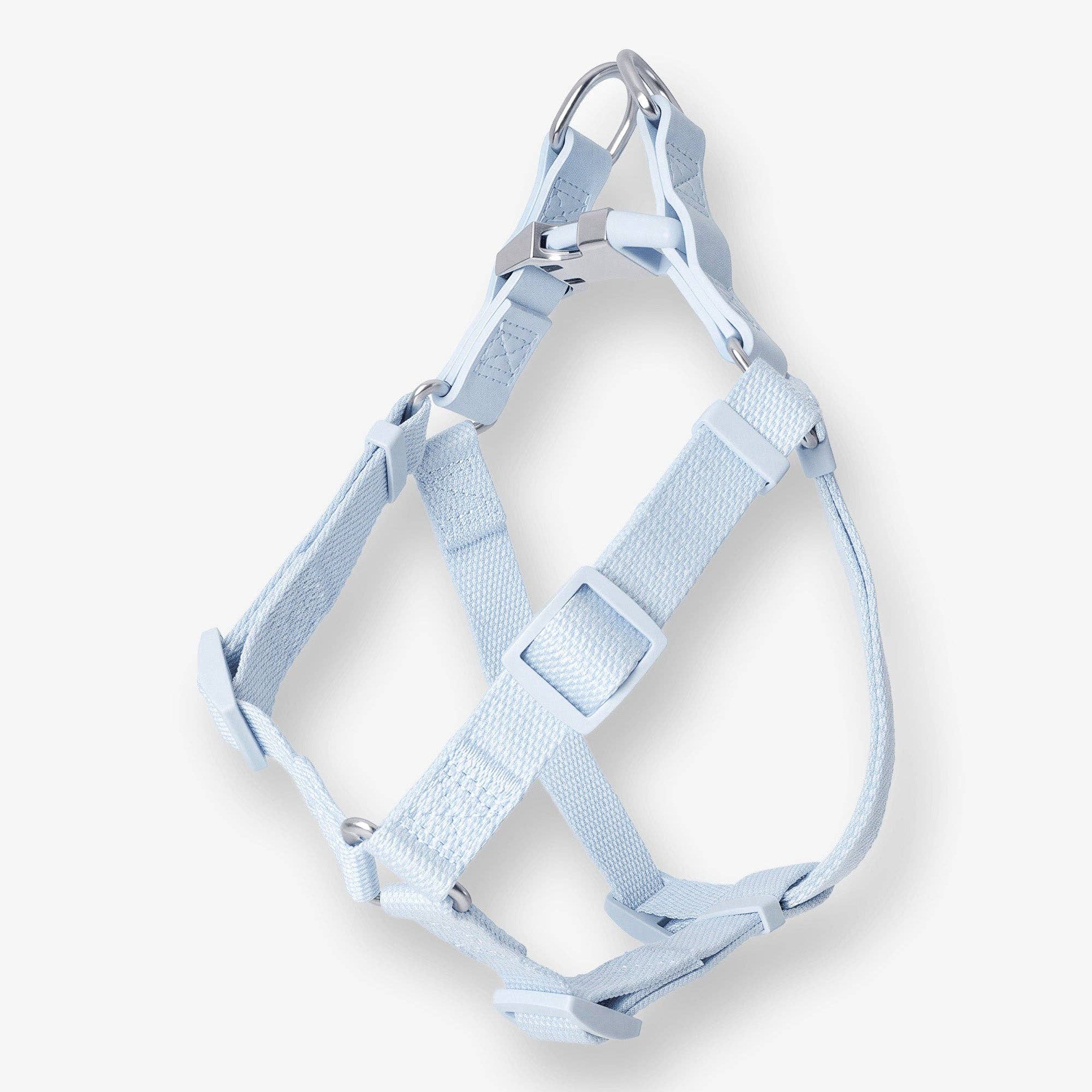 Barc London Dusk Blue luxury dog harness with silver-tone hardware from Bell & Beau