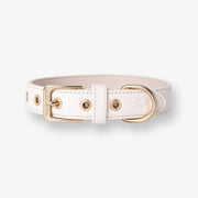 Barc London Light Ivory vegan leather dog collar with elegant gold-tone hardware.