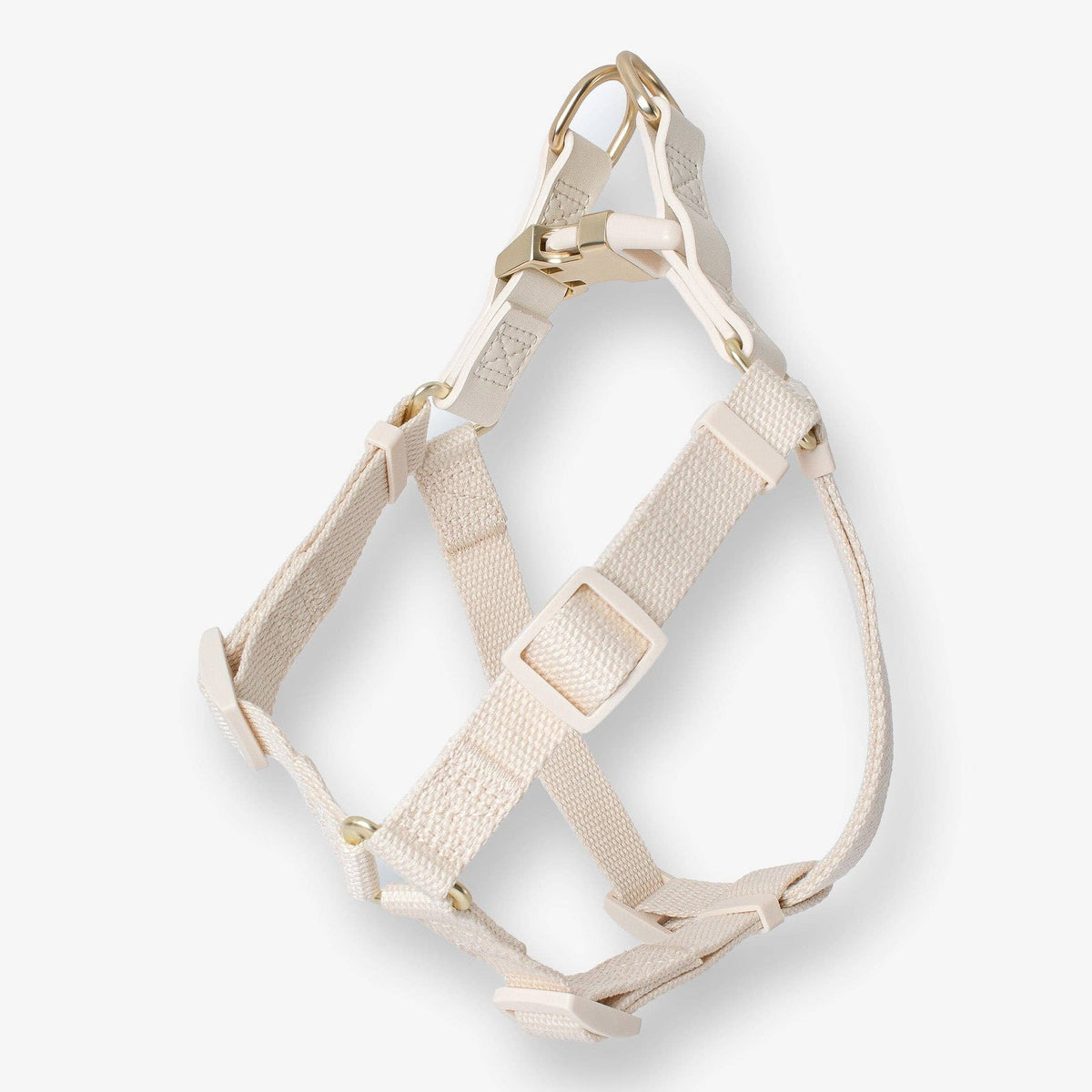 Barc London Light Ivory luxury dog harness with gold-tone hardware.