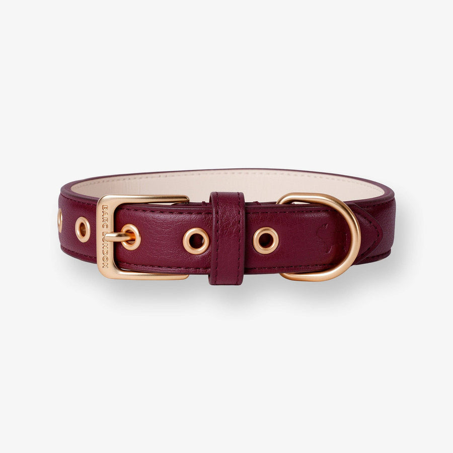 Barc London Leather Dog Collar - Merlot Red