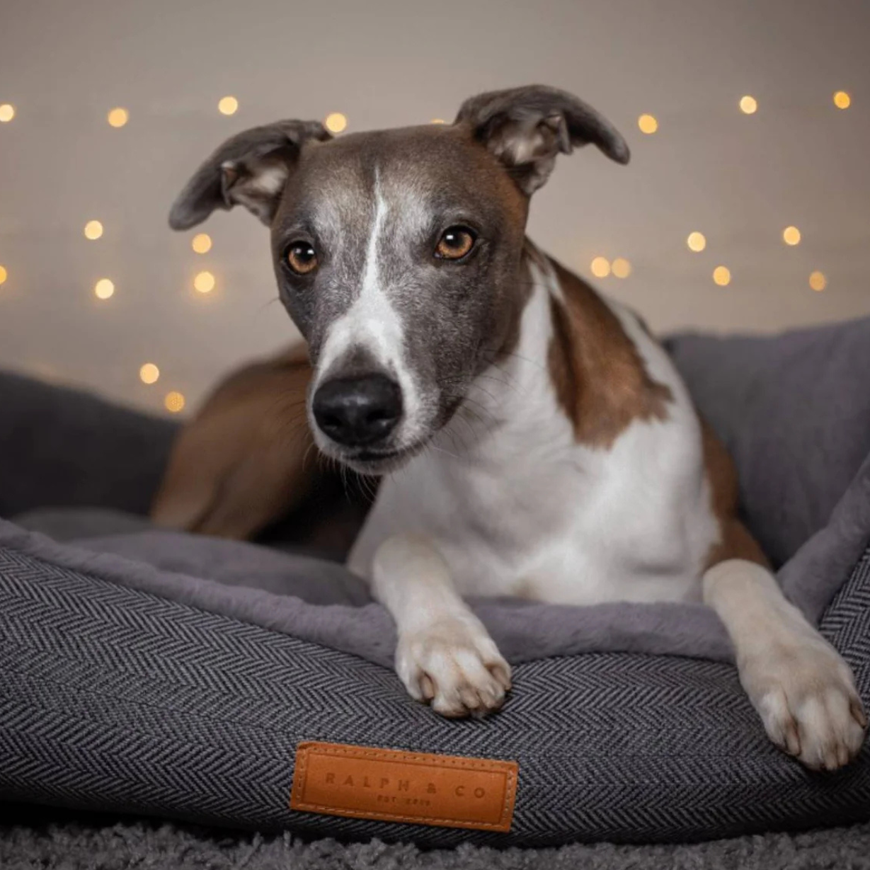 Balmoral Luxury Grey Herringbone Dog Bed