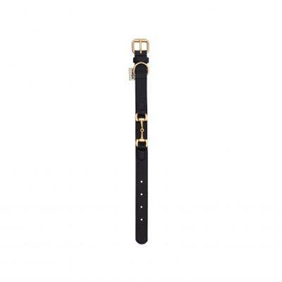 Luxury black equestrian-inspired dog collar by Aristopet.