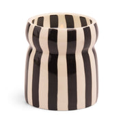 Black striped ceramic designer candle by Paddywax with Lava Stone fragrance.