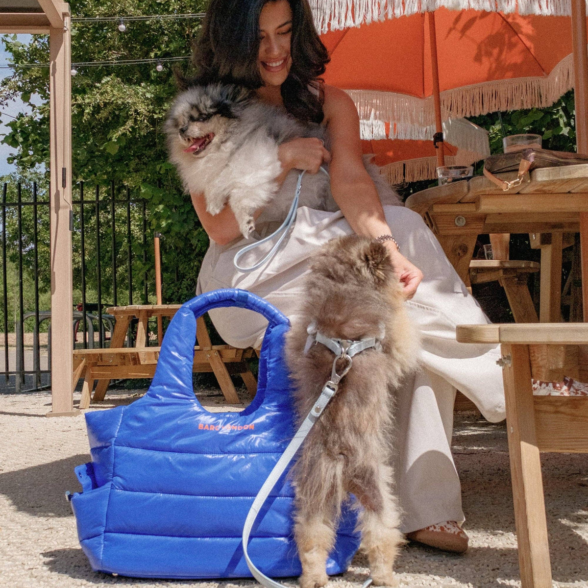 Blue quilted City Dog Carrier by Barc London