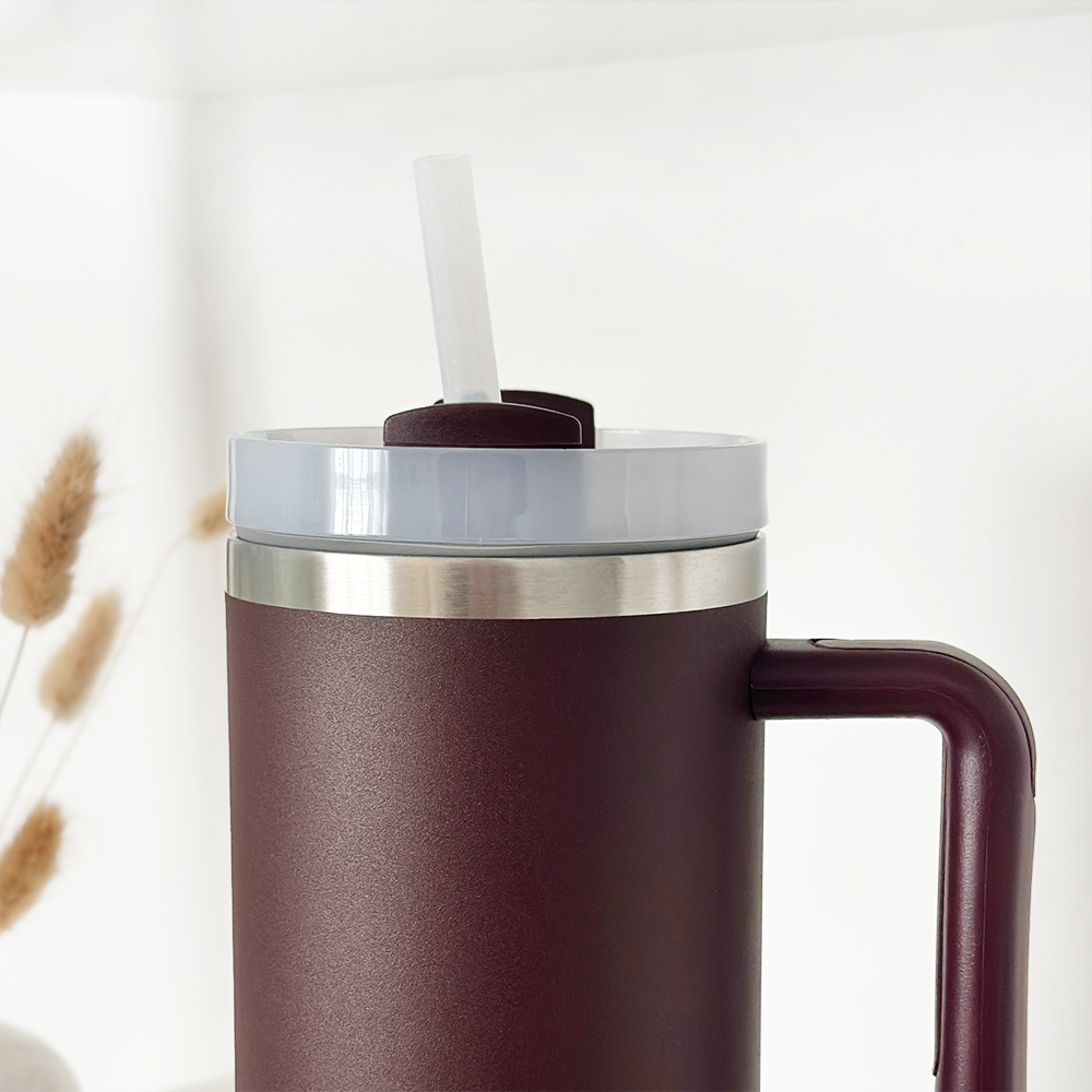 Burgundy 40oz stainless steel insulated tumbler by Coconut Lane