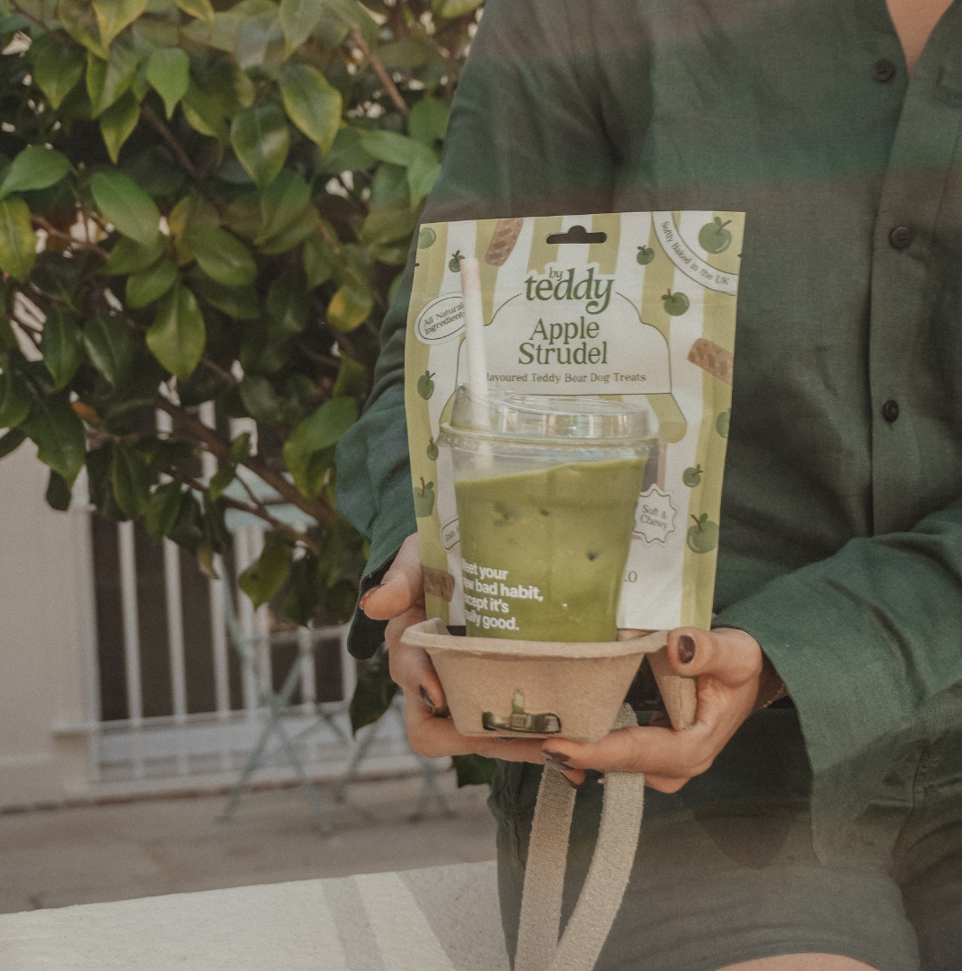 By Teddy soft dog treats made with 24 percent dried apple and sweet potato