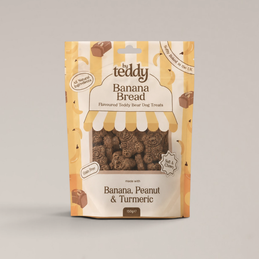 By Teddy Banana Bread soft teddy bear shaped dog treats made with real banana