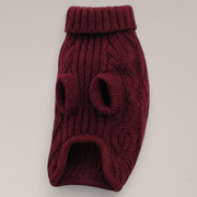 By Teddy The Capsule Cable Knit Dog Jumper in Bordeaux
