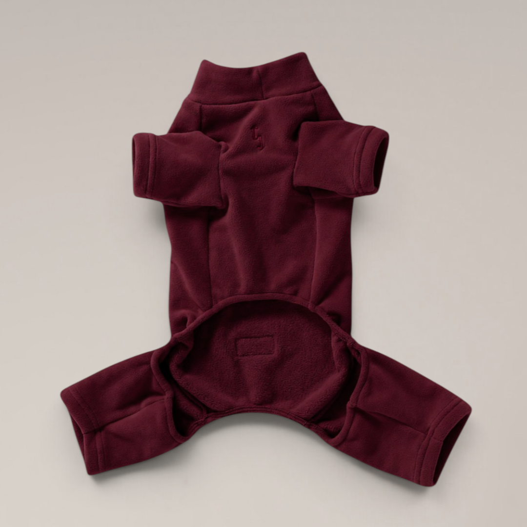 By Teddy The Capsule Fleece Dog Bodysuit in Bordeaux
