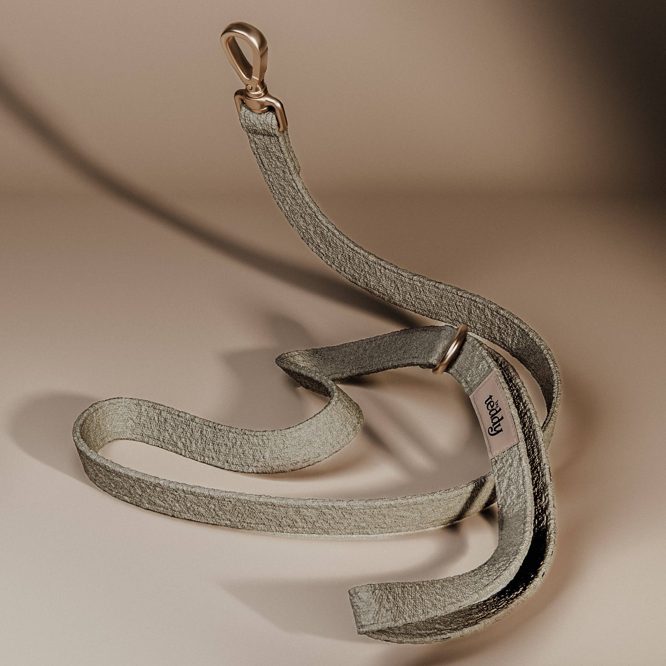 Premium textured bouclé fabric detail on the By Teddy Matcha Bouclé Dog Lead