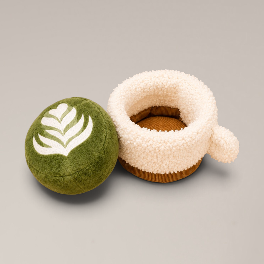 By Teddy café-inspired Matcha Latte toy for dogs