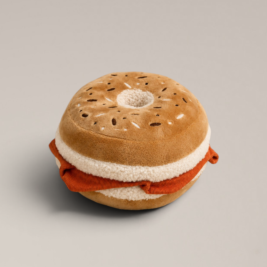 By Teddy Salmon and Cream Cheese Bagel dog toy