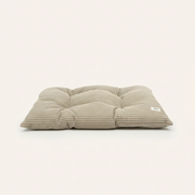 CAFIDE Bela luxury beige corduroy dog bed cushion with soft recycled fibre filling.