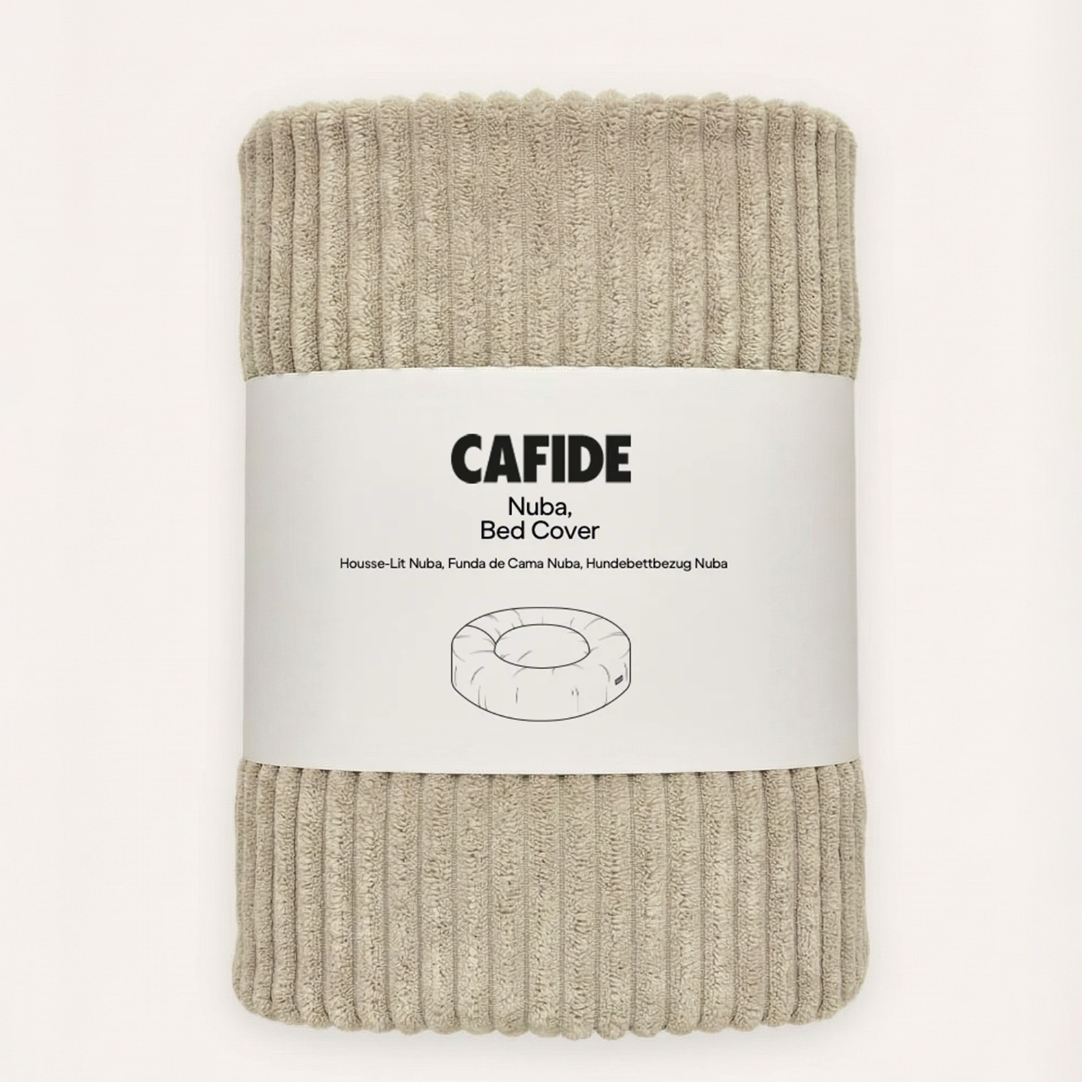 CAFIDE Nuba replacement corduroy dog bed cover in beige designed to fit the Nuba dog bed.