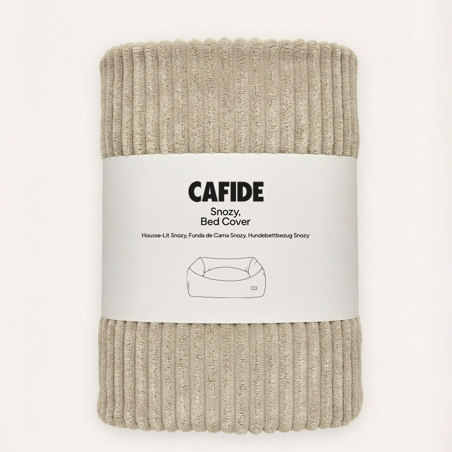CAFIDE Snozy replacement corduroy dog bed cover in beige designed to fit the Snozy Dog Bed.