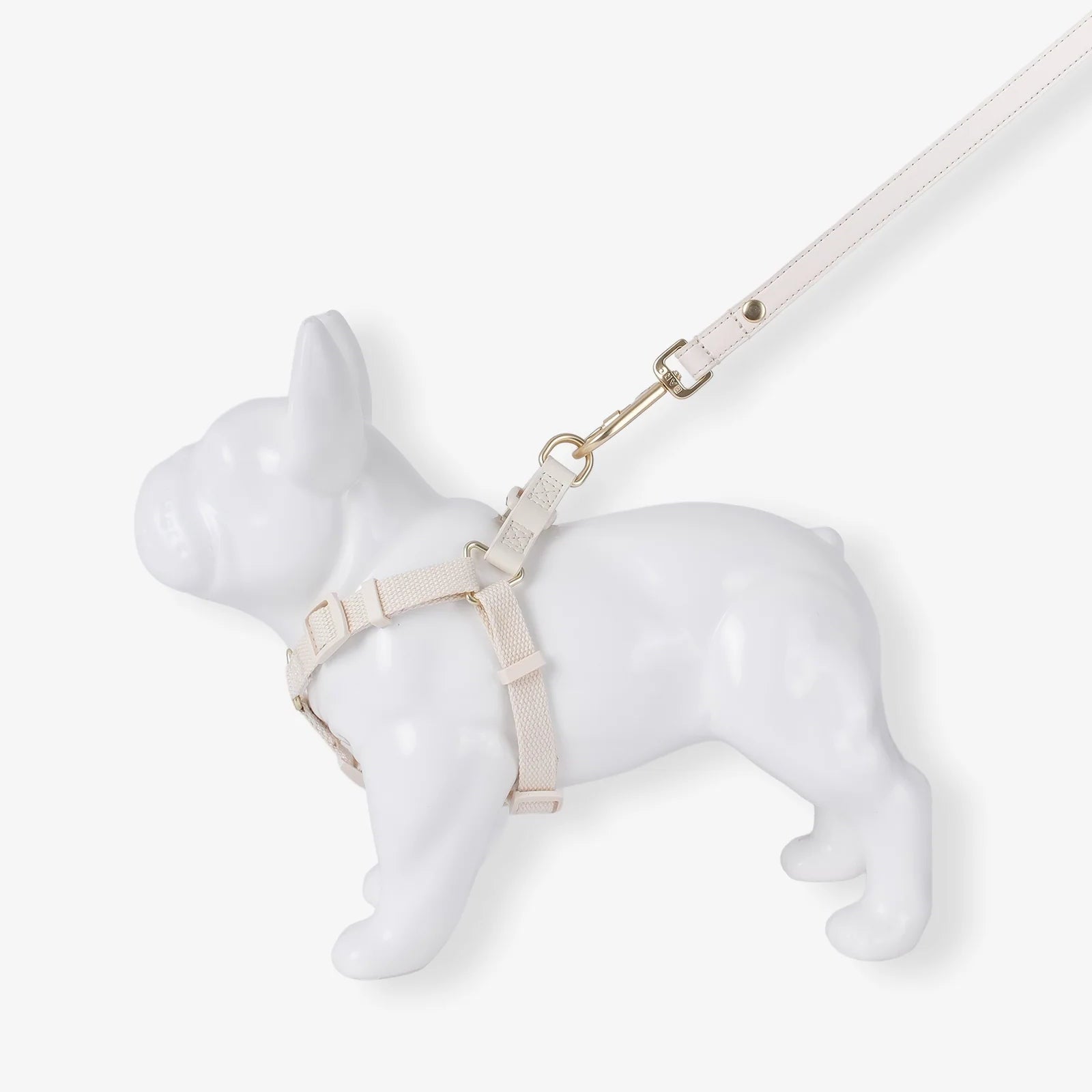 Dog harness on a mannequin with a white background