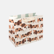 Caroline Gardner Scribble Sausage Dogs landscape gift bag with fabric handles and matching gift tag from Bell & Beau.