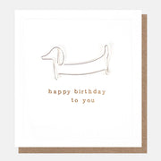 Caroline Gardner Wire Sausage Dog Birthday Card featuring a dachshund illustration and embossed finish from Bell & Beau.