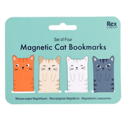 Set of four magnetic cat bookmarks for books journals and planners