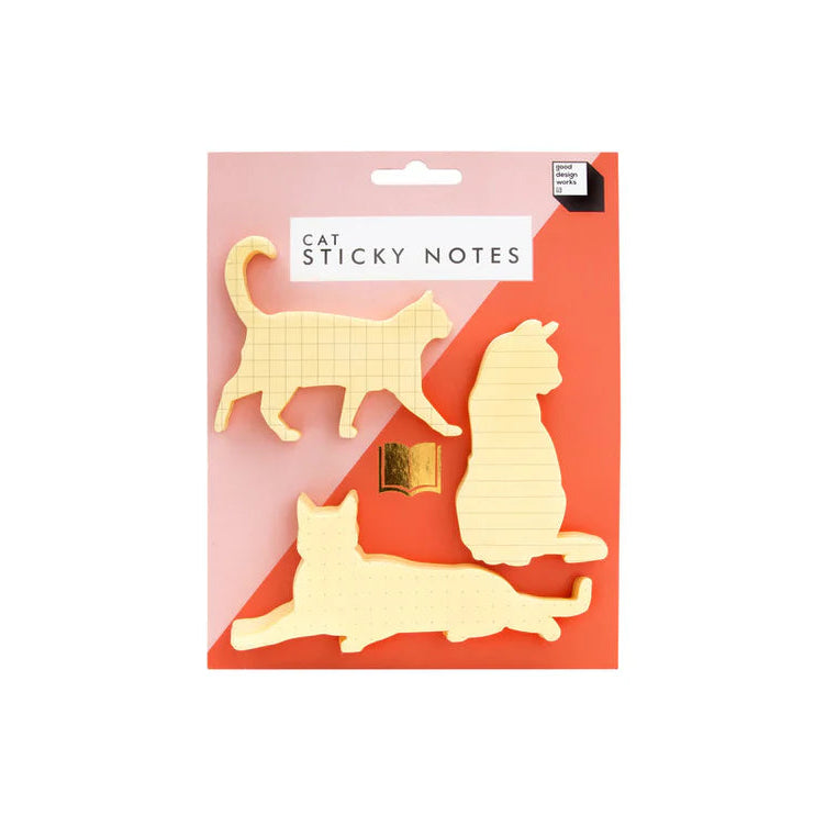 Pack of cat-shaped sticky notes with a pink background from bell & beau 
