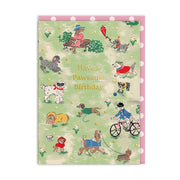 Cath Kidston Park Dogs Pawsome birthday card with colourful dog illustrations.