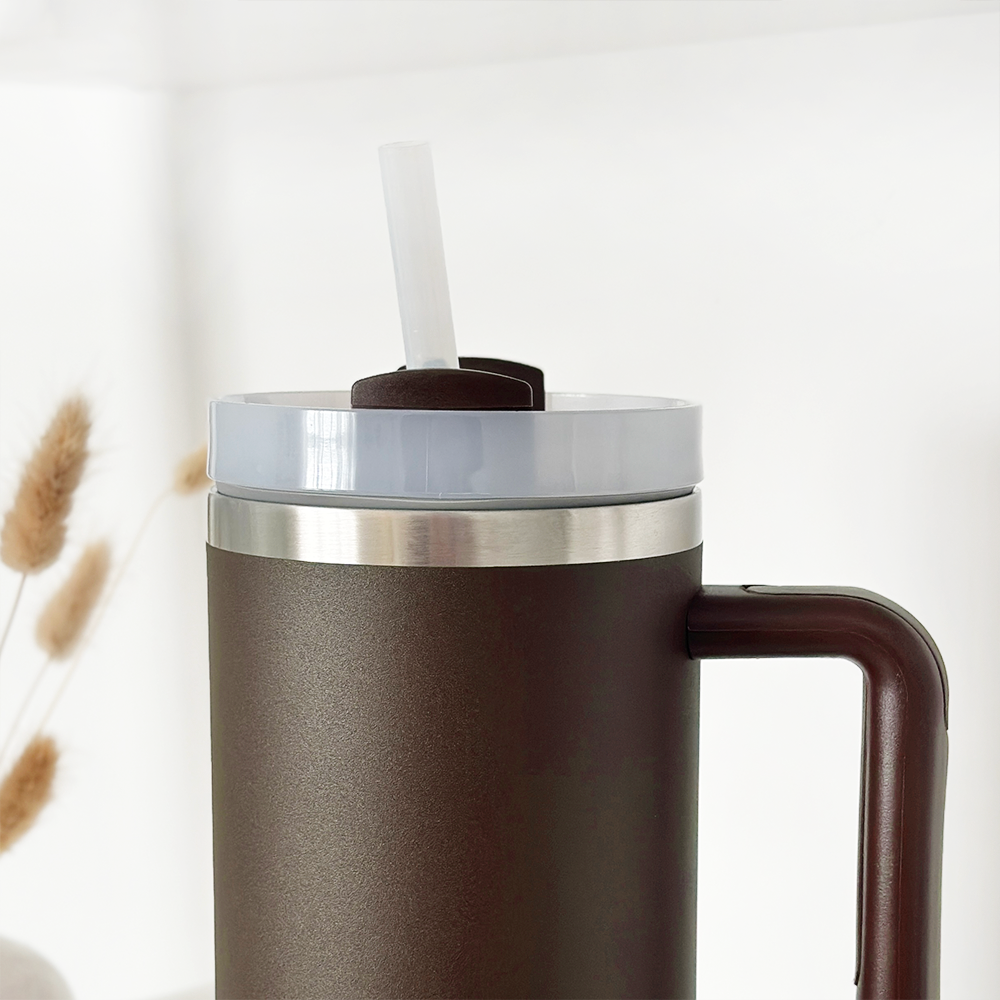 Chocolate brown 40oz stainless steel insulated tumbler by Coconut Lane