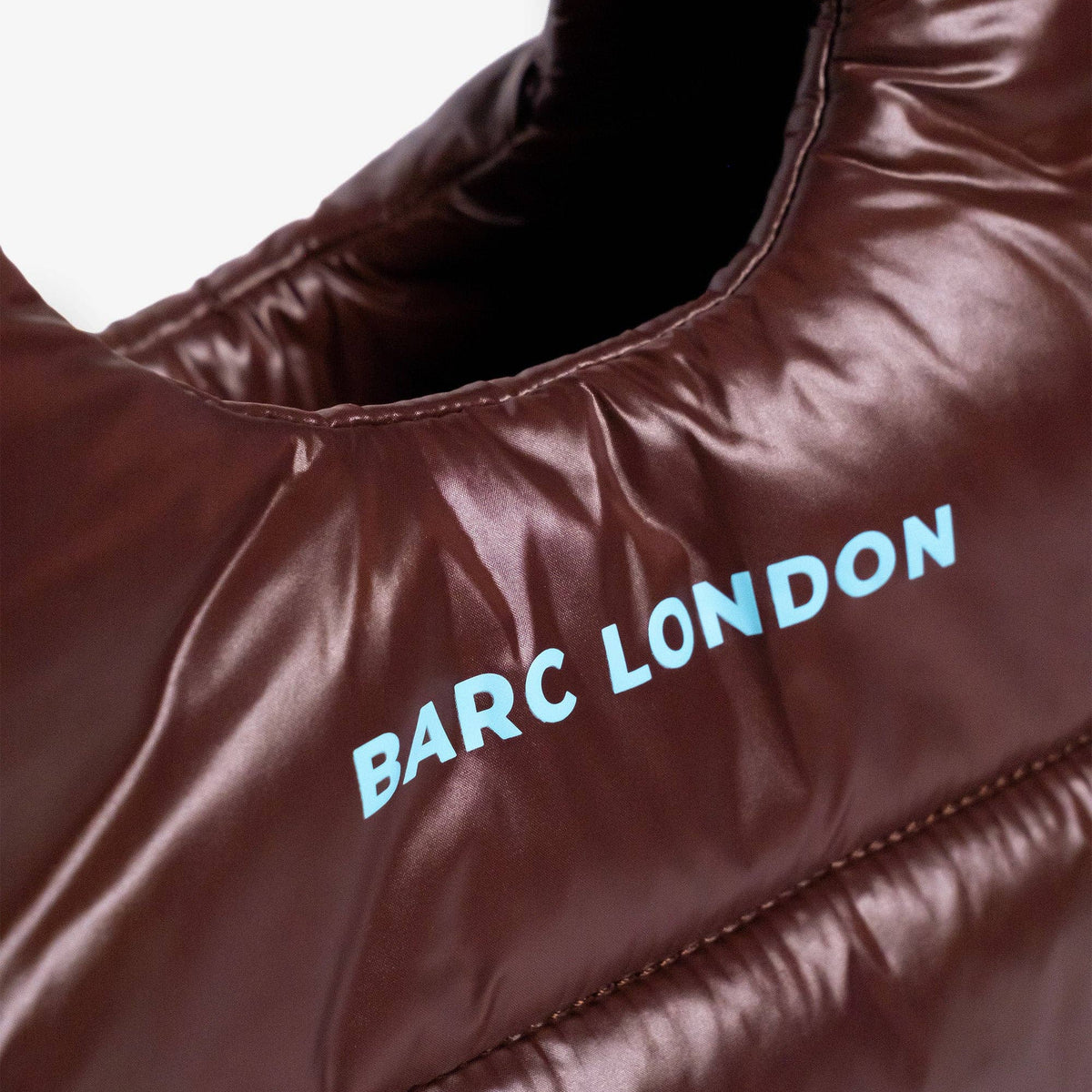 Chocolate brown puffer quilted dog travel carrier