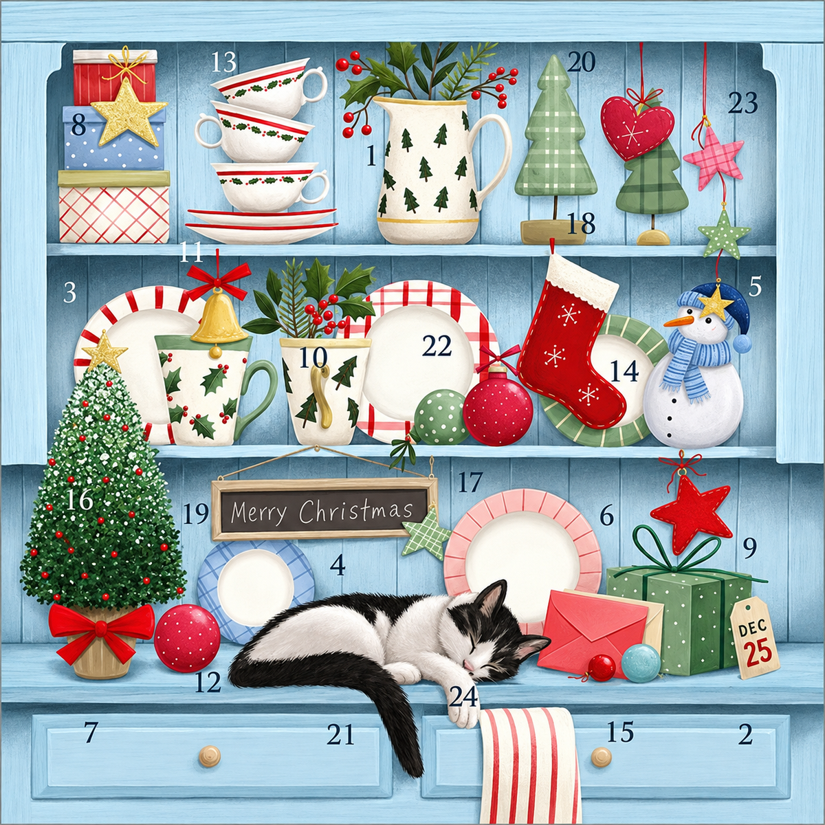 Christmas Dresser Advent Calendar Card by Lilac Tree Designs