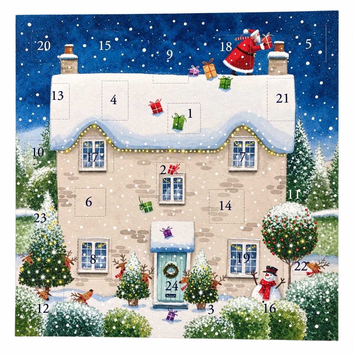 Christmas House Advent Calendar Card by Lilac Tree Designs