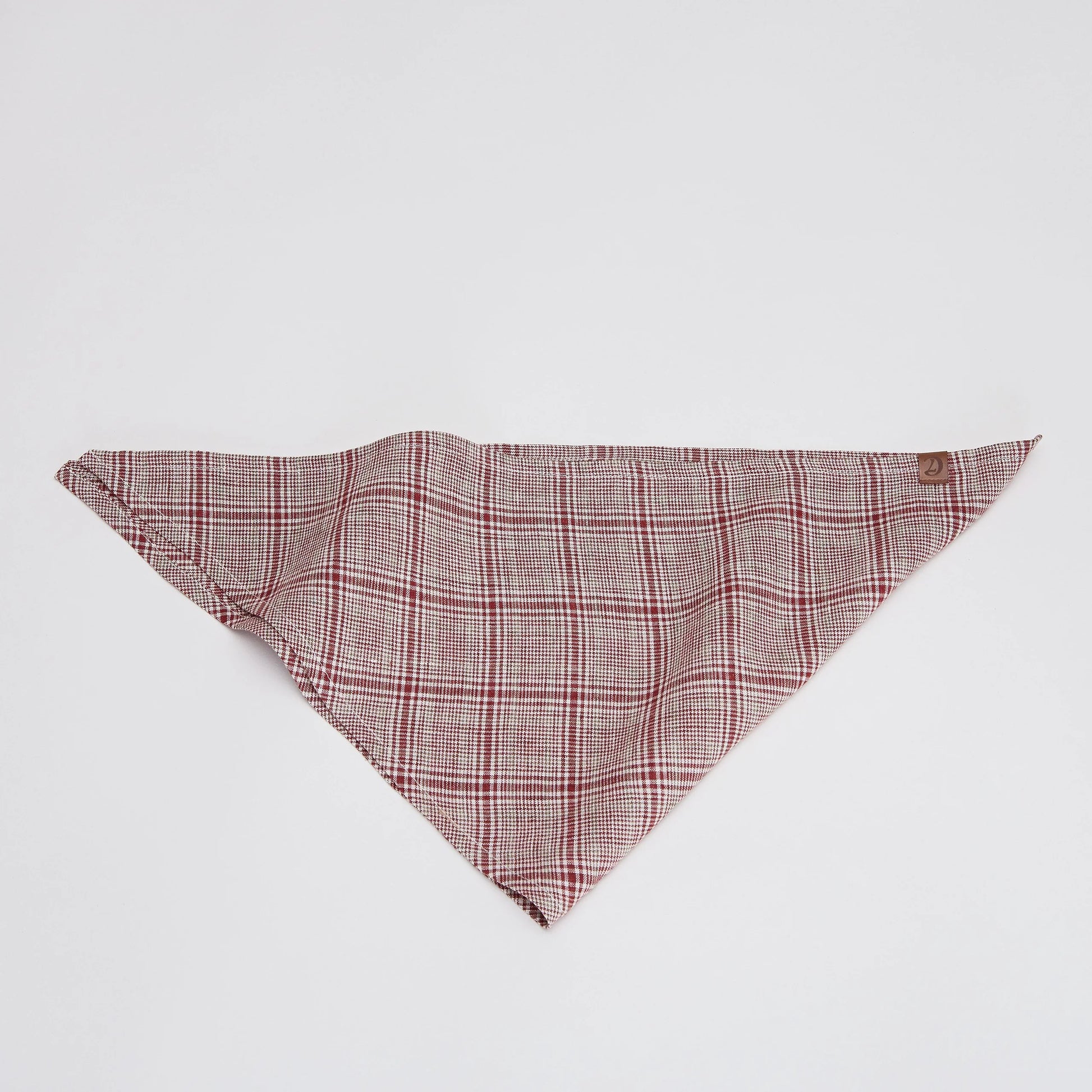 Premium linen dog bandana with lightweight construction and timeless checked design.