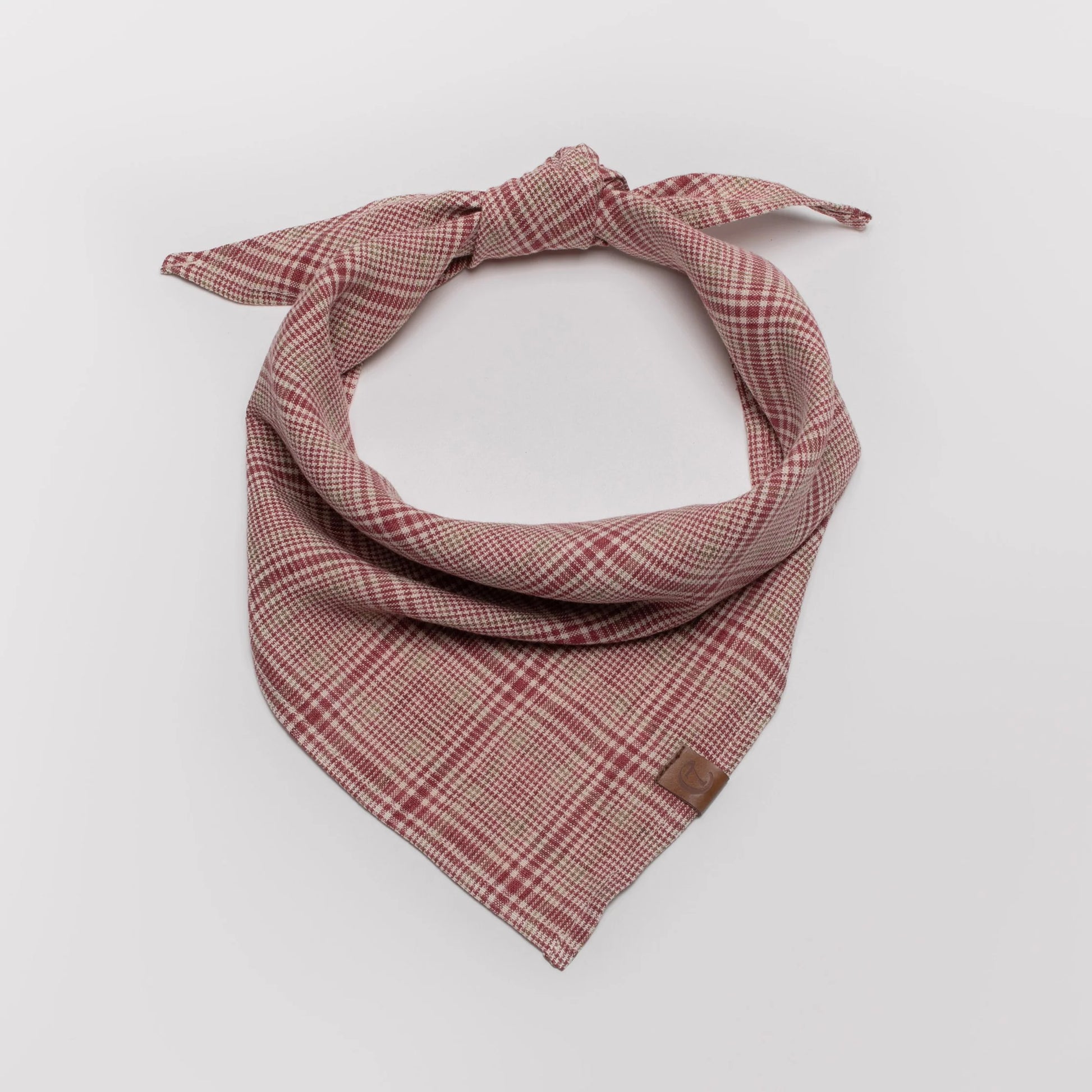 Cloud7 Dog Bandana Check Red Light Green made from premium linen and available at Bell & Beau.