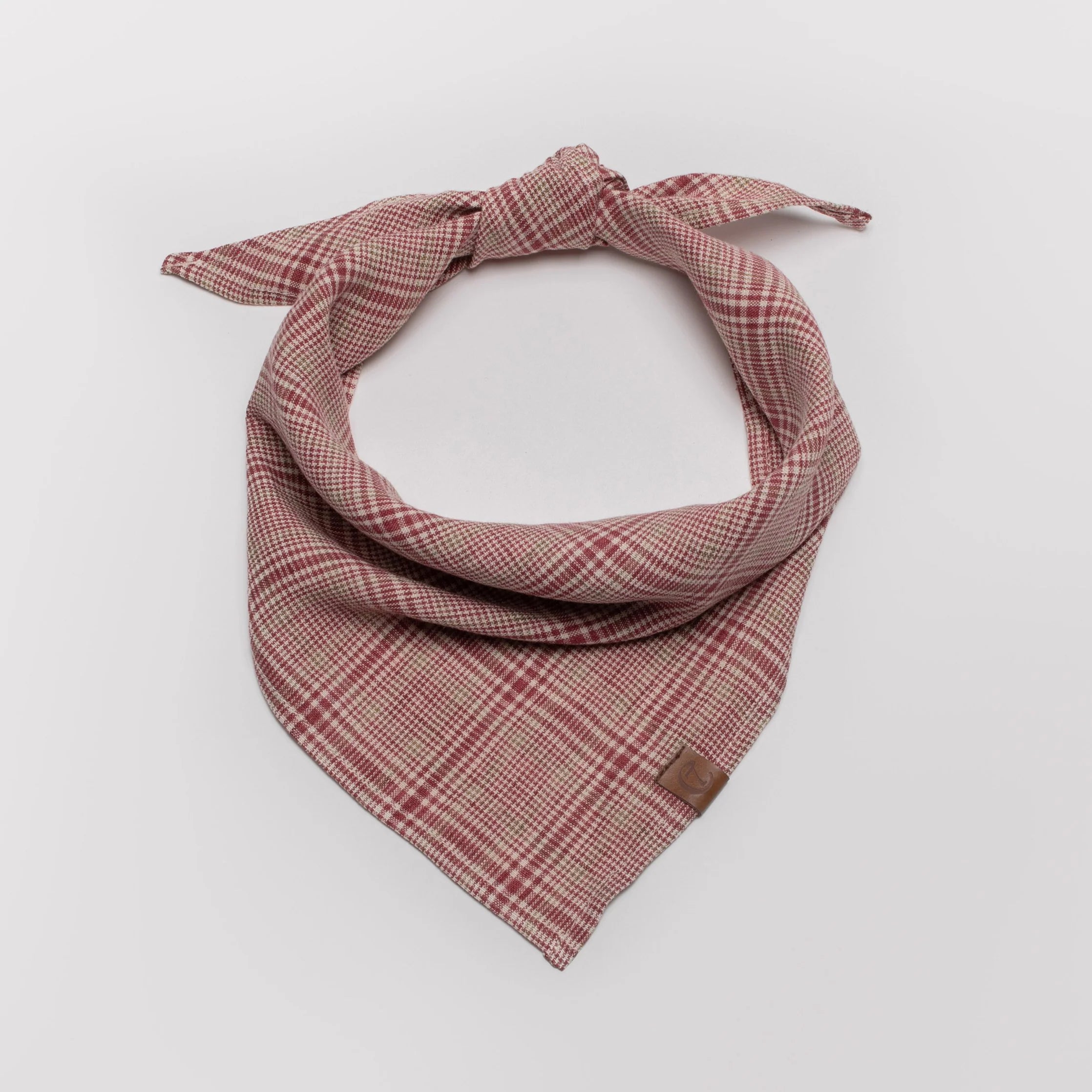 Cloud7 Dog Bandana Check Red Light Green made from premium linen and available at Bell & Beau.