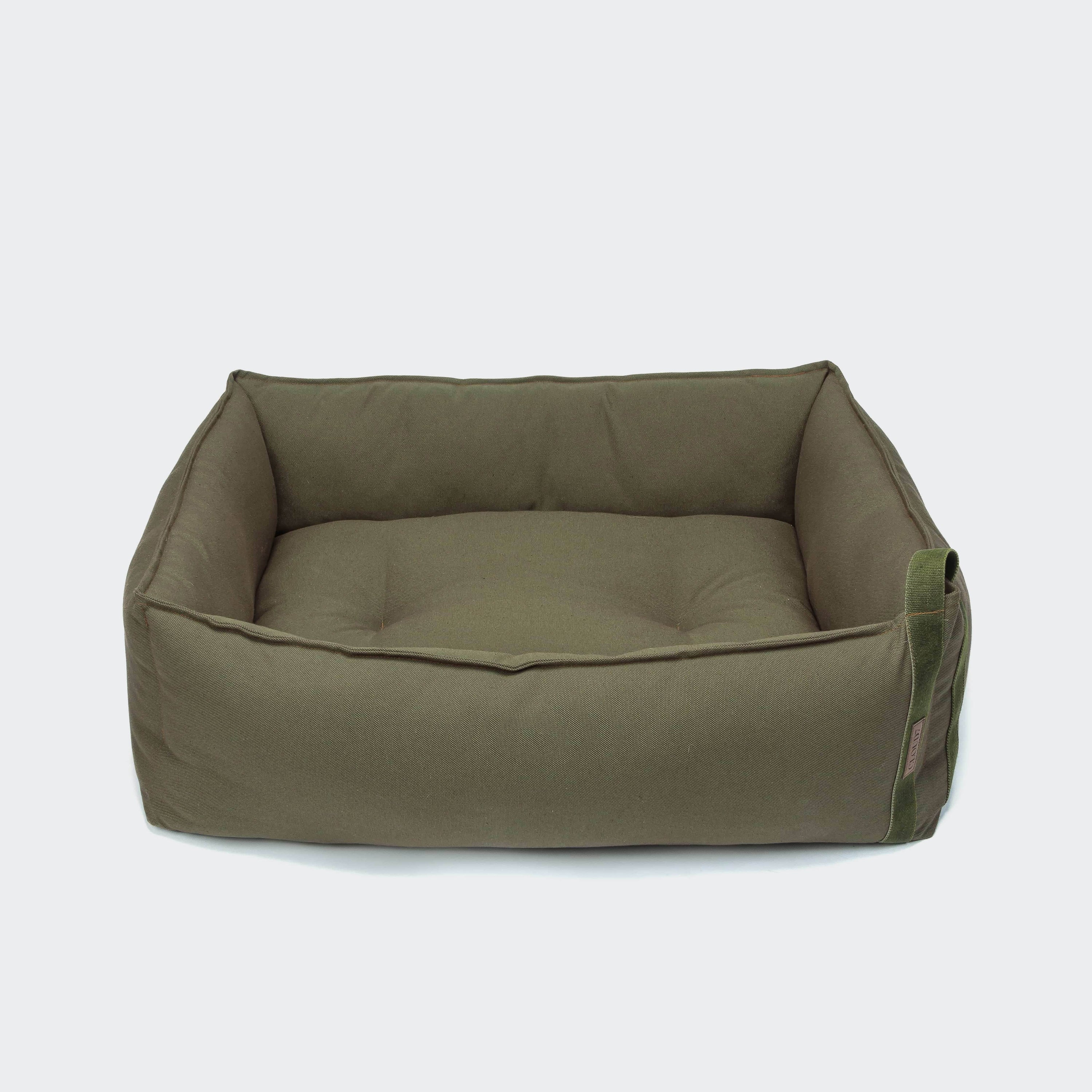Cloud7 Dog Bed Boost Canvas Olive featuring supportive raised sides and premium cushioning from Bell & Beau.