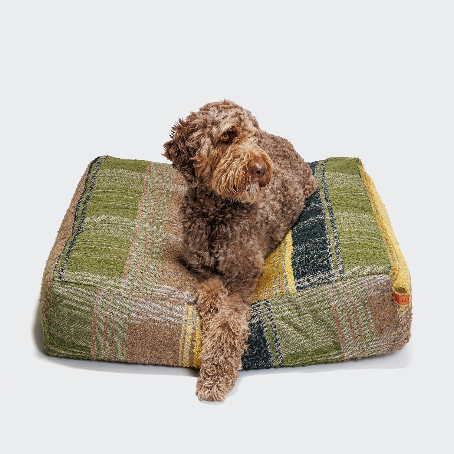 Cloud7 Dog Bed Cube Tartan Green featuring supportive cushioning and classic tartan fabric from Bell & Beau.