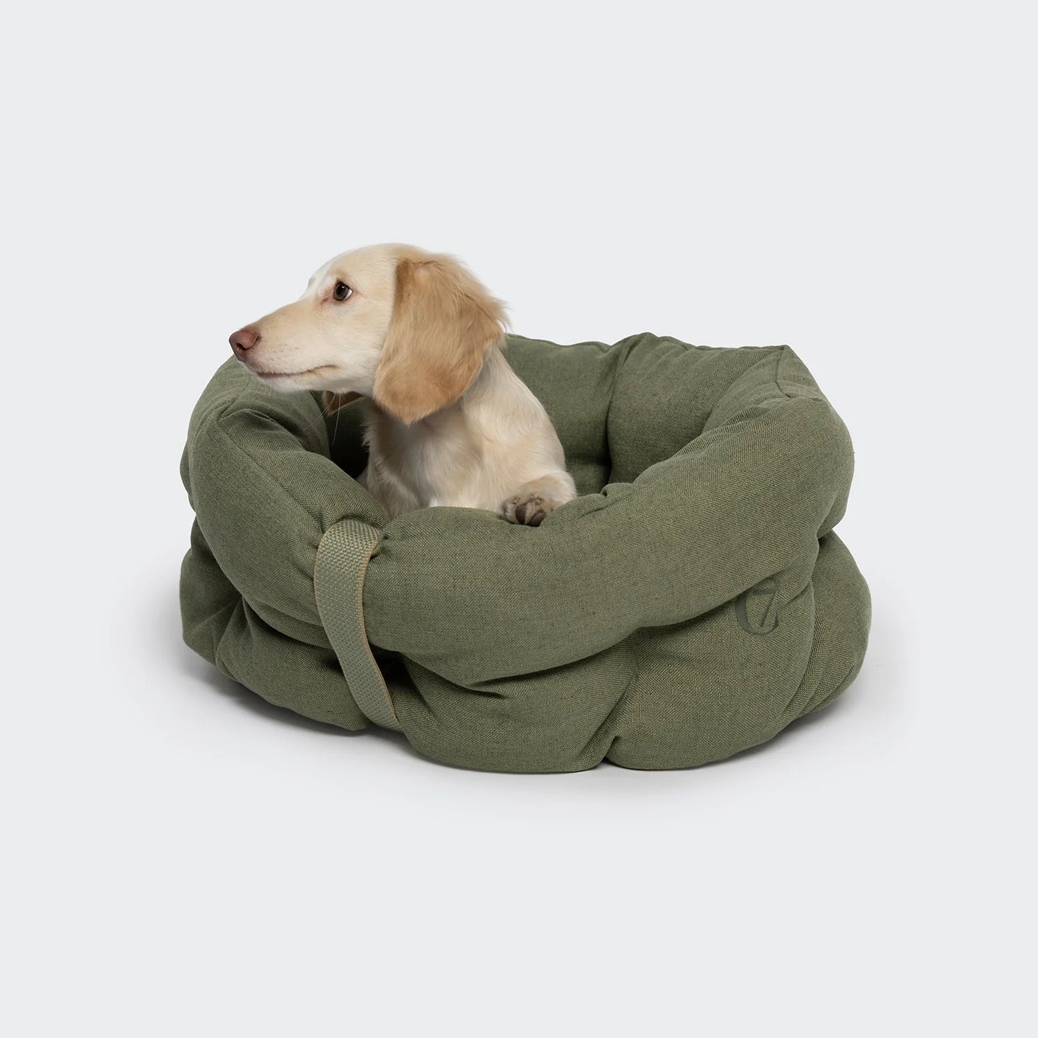 Cloud7 Dog Bed LTTL Snoozy Linen Mix Moss luxury puppy and small dog bed available at Bell & Beau.