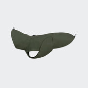 Cloud7 Dog Raincoat Dublin 2.0 Dark Olive waterproof dog coat with harness zip and windproof protection from Bell & Beau.