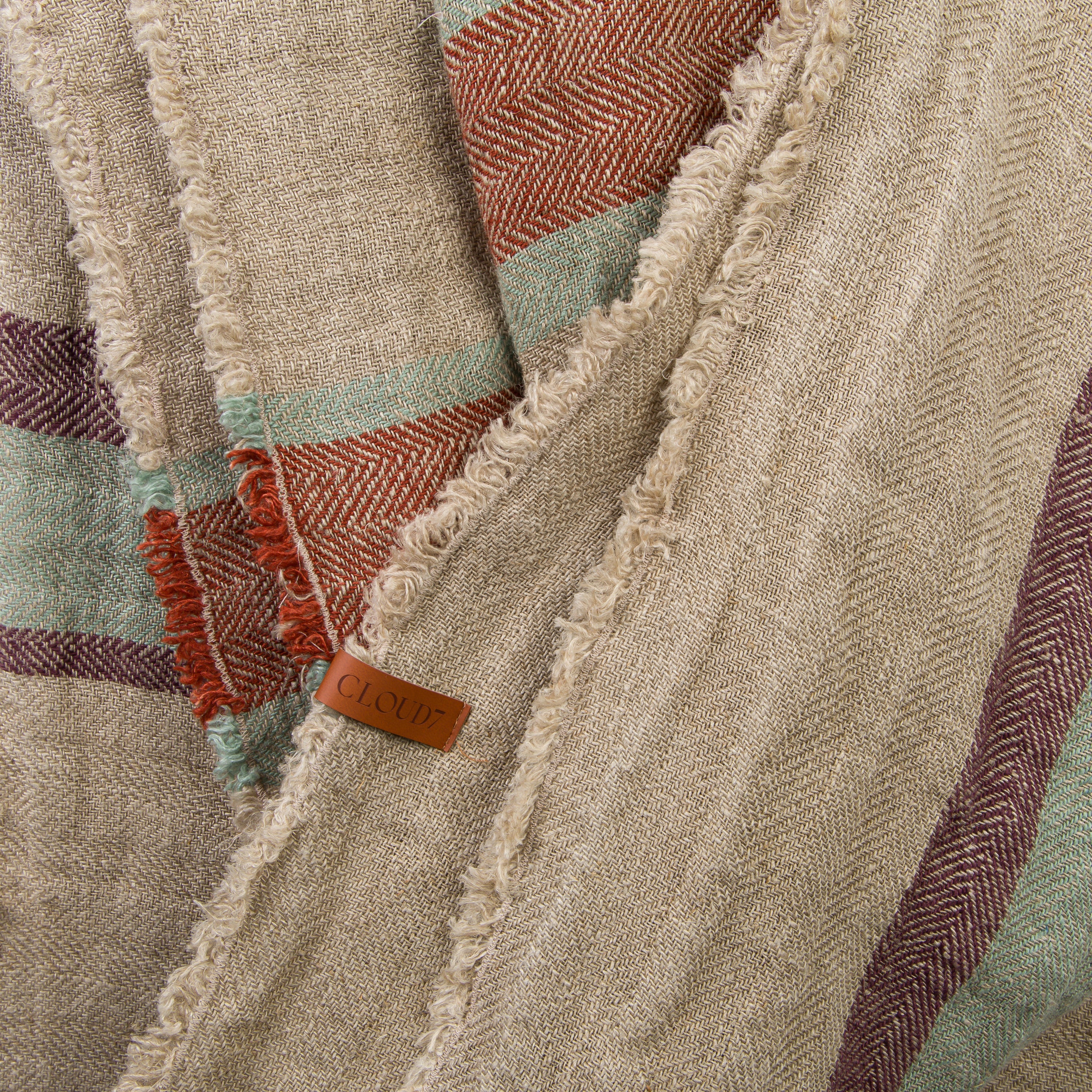 Premium dog blanket crafted from 100 percent washed linen with herringbone weave texture.