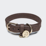 Cloud7 Tiergarten Nubuck Leather Dog Collar Mocca handcrafted from premium leather and available at Bell & Beau.