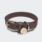 Cloud7 Tiergarten Nubuck Leather Dog Collar Mocca handcrafted from premium leather and available at Bell & Beau.