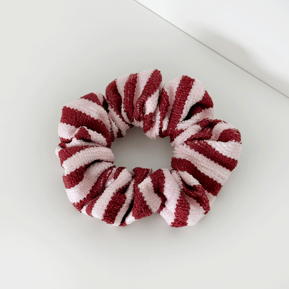 Coconut Lane Blushberry Scallop Stripes Towel Scrunchie