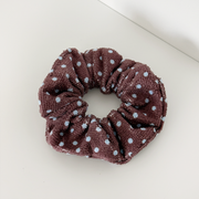Coconut Lane Brown & Blue Polka Dot Towel Scrunchie