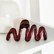 Burgundy squiggle acrylic claw clip by Coconut Lane